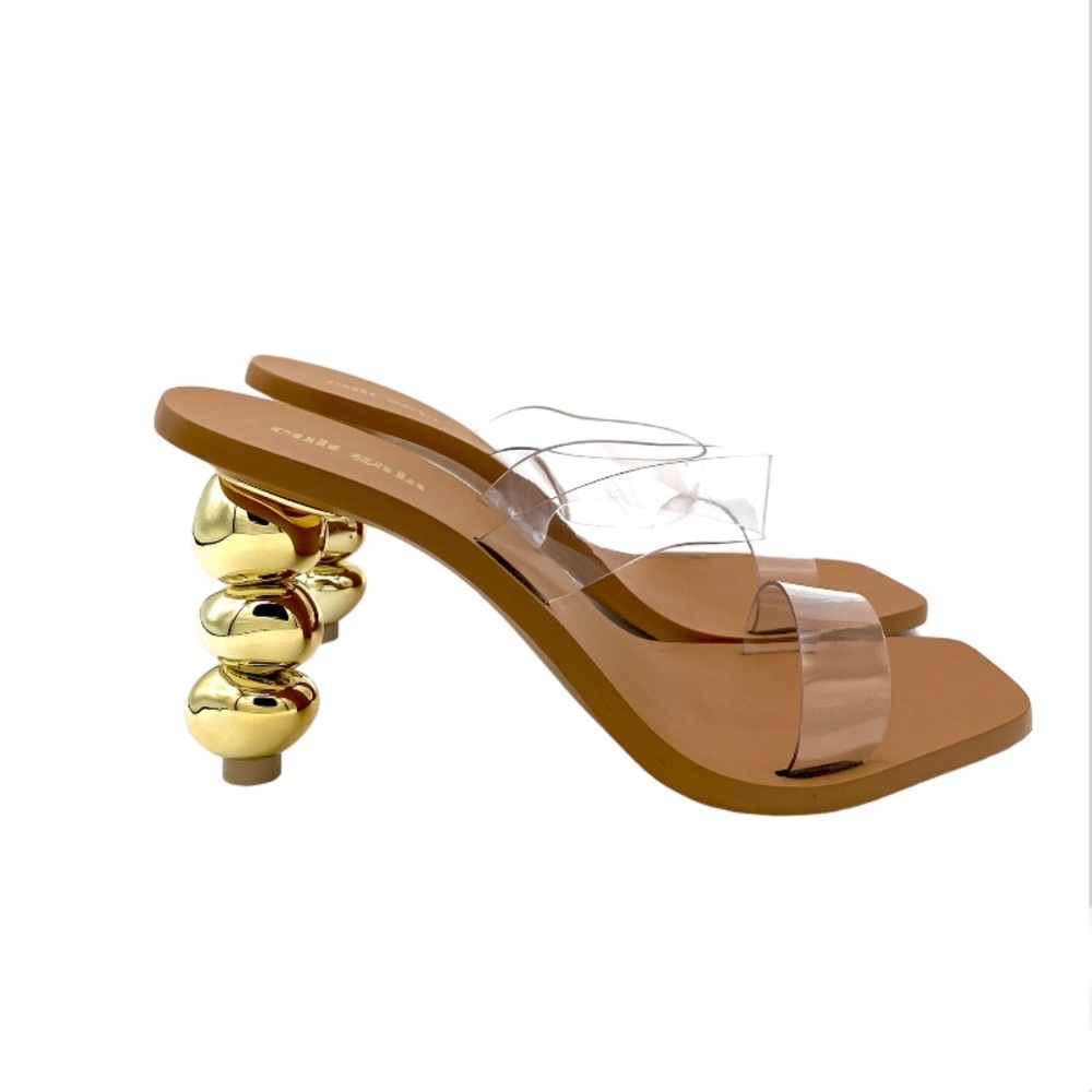 Cult Gaia Meta Bauble Heel Vinyl Mules